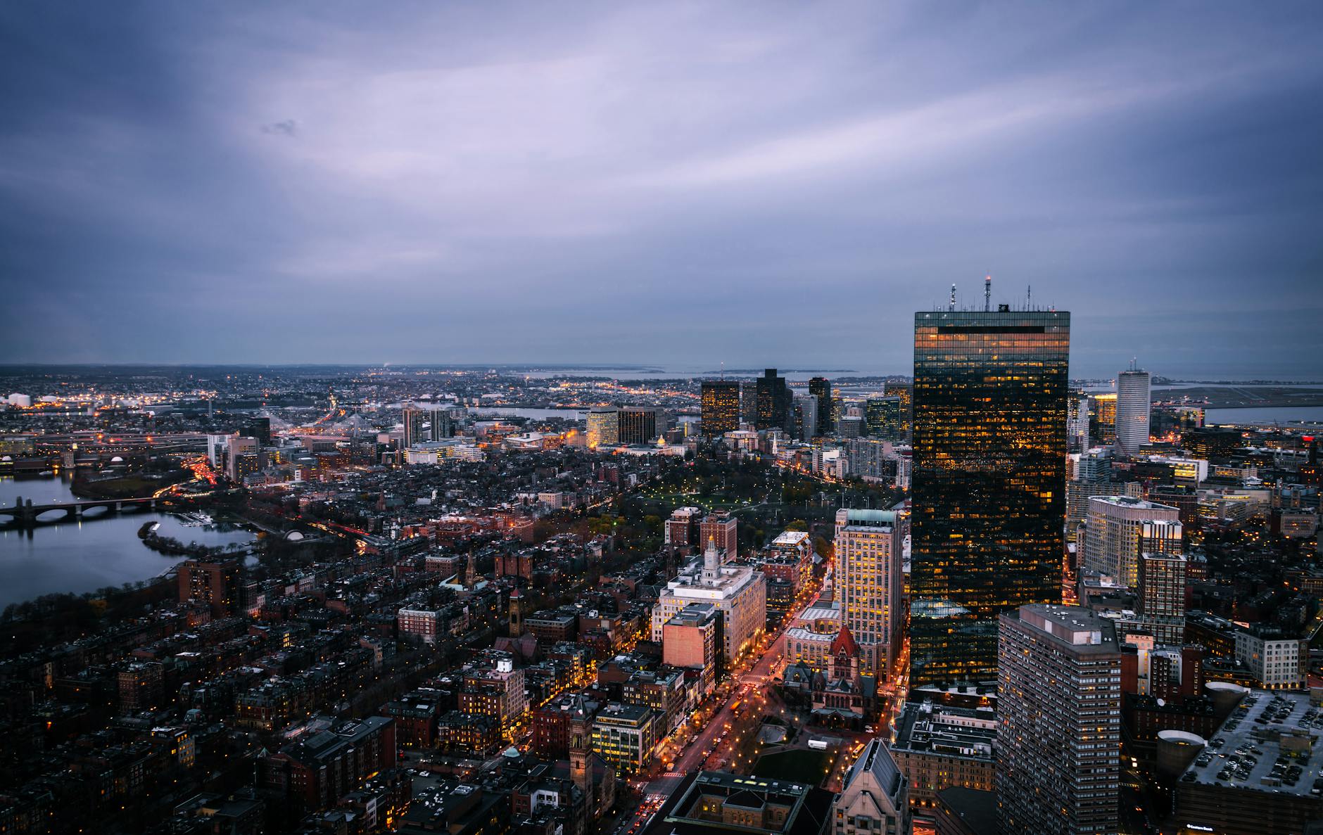 aerial view of city buildings